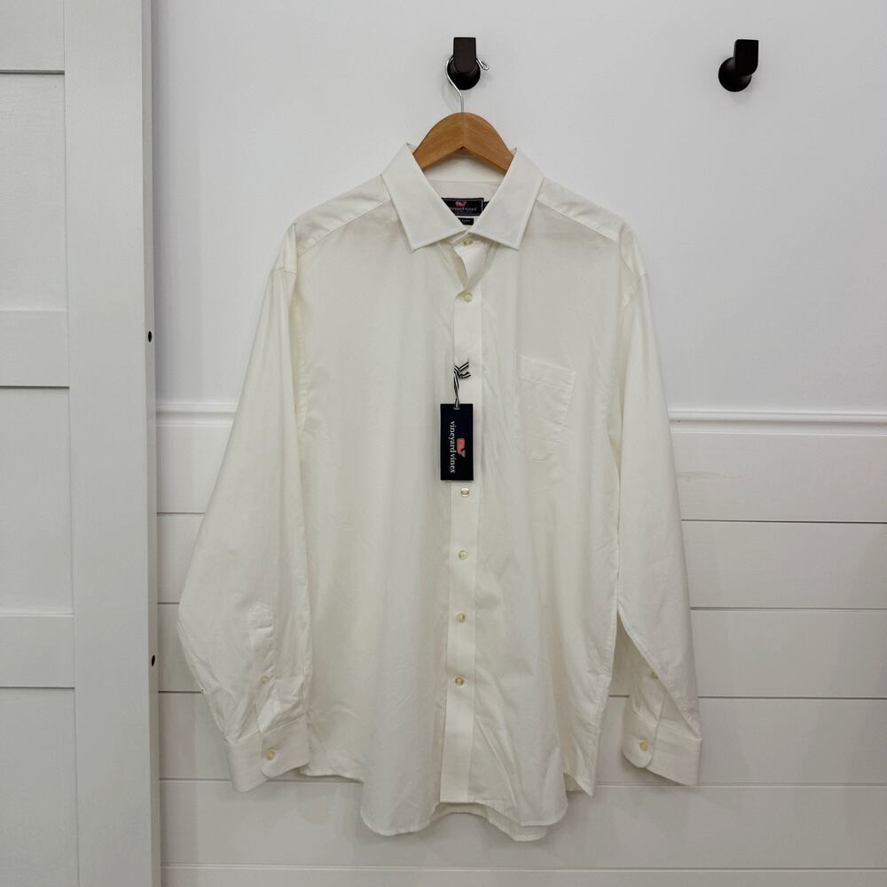 NWT! Men’s Vineyard Vines Cooper Shirt 100% Cotton Dress Shirt White XXL